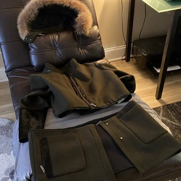 Zac Posen Genuine Raccon/ Baby Calf Fur Wool Convertible Coat US 14 / XL - Picture 16 of 16